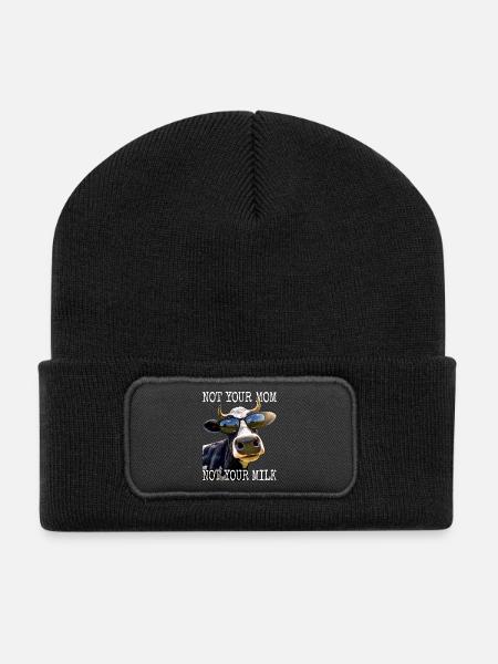 Not Your Mom Not Your Milk Vegan Veggie Vegetarier - Recycelte Patch Beanie - Schwarz
