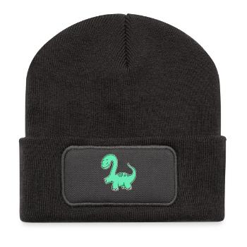 Dino - Recycelte Patch Beanie - Dunkelgrau - Vorne