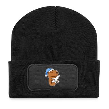 Capybara Capybara Tired Pillow Relax - Beanie recyclé à patch - noir - Devant