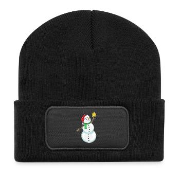 Poinsettia de Noël bonhomme de neige - Beanie recyclé à patch - noir - Devant