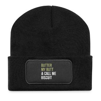 butter my butt and call me biscuit funny shirt - Beanie recyclé à patch - noir - Devant