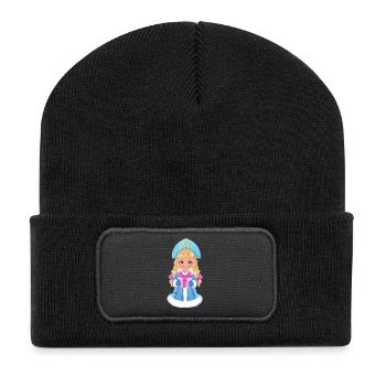 Ded Moroz Snegurotschka russischer Weihnachtsmann - Recycelte Patch Beanie - Schwarz - Vorne