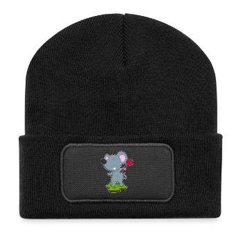 Maus Dart Dartpfeil - Recycelte Patch Beanie - Schwarz - Vorne