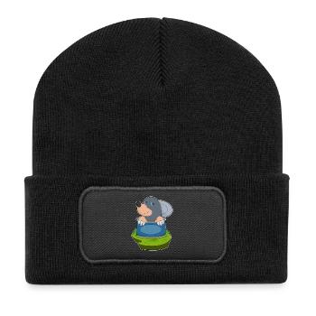 Maulwurf Dose - Recycelte Patch Beanie - Schwarz - Vorne