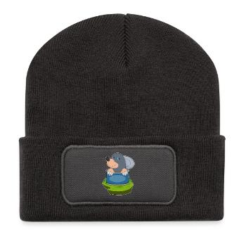 Maulwurf Dose - Recycelte Patch Beanie - Dunkelgrau - Vorne
