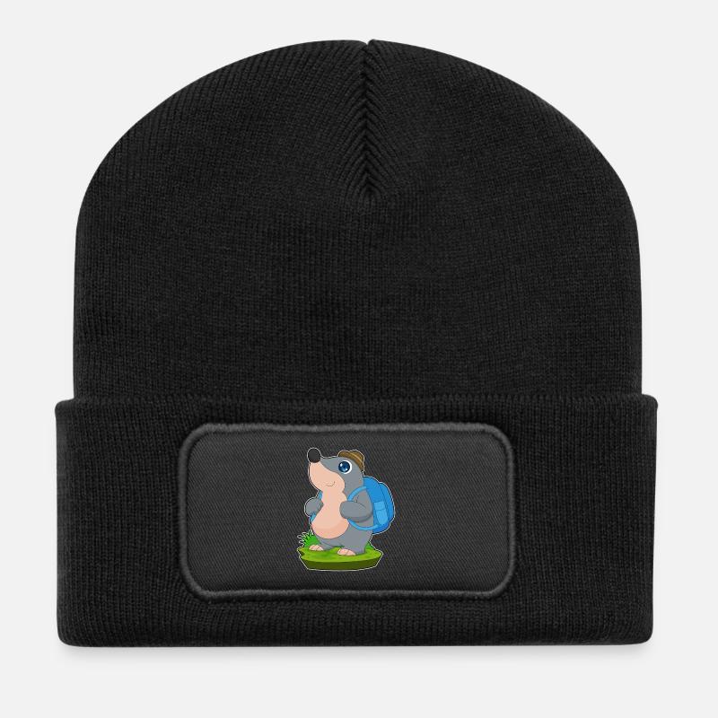 Maulwurf Wanderer Rucksack - Recycelte Patch Beanie - Schwarz