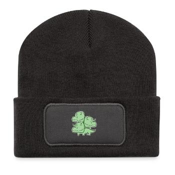 Corcodile Motif - Recycled Patch Beanie - dark grey - Front