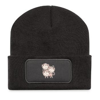 Niedliche Affen - Affe Motiv - Recycelte Patch Beanie - Dunkelgrau - Vorne
