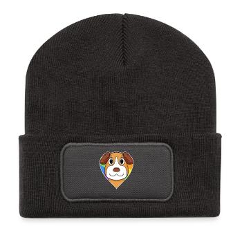 Jack Russell Terrier Rainbow - Recycled Patch Beanie - dark grey - Front