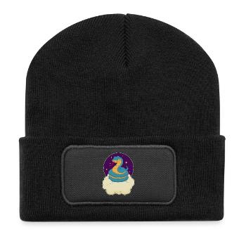 Schlange Wolken - Recycelte Patch Beanie - Schwarz - Vorne