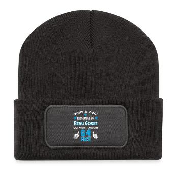 64 ans anniversaire homme cadeau drôle humour - Beanie recyclé à patch - charbon - Devant