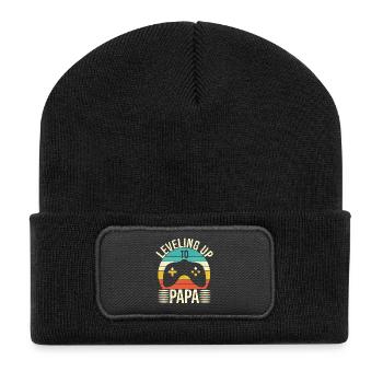 Auf dem Weg zum Papa - Recycelte Patch Beanie - Schwarz - Vorne