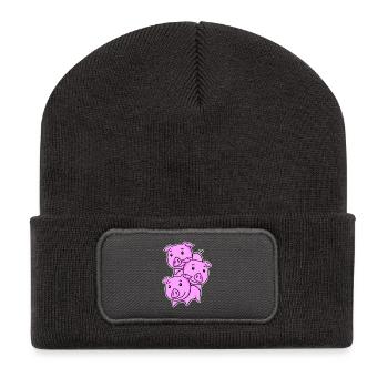 Pigs Pig Piggy - Recycled Patch Beanie - dark grey - Front