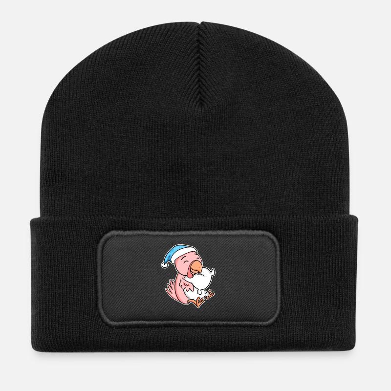 poulet avec oreiller et bonnet somnolent - Beanie recyclé à patch - noir