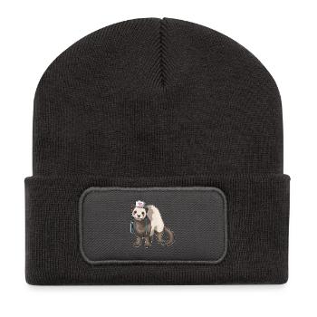 Ferret Nurse Stethoscope - Recycled Patch Beanie - dark grey - Front
