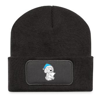 Maltese, Sleeping, Tiredness, Dog - Recycled Patch Beanie - dark grey - Front