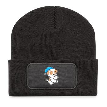 Jack Russell Terrier Sleeping Fatigue Dog - Recycled Patch Beanie - dark grey - Front