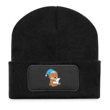 Shiba Inu Sleeping Fatigue Dog - Recycled Patch Beanie - black - Front