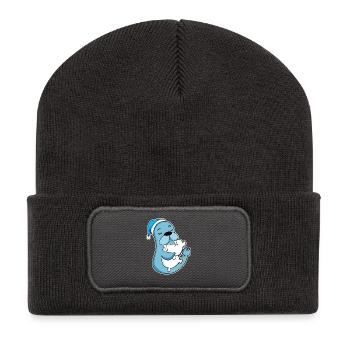 Lion de mer avec oreiller et bonnet somnolent - Beanie recyclé à patch - charbon - Devant