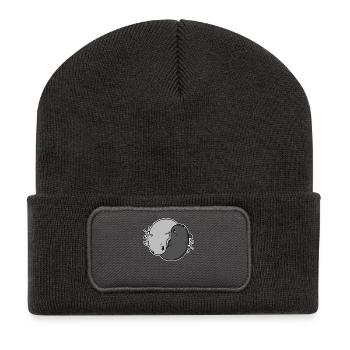 Yin Yang Whales - Recycled Patch Beanie - dark grey - Front