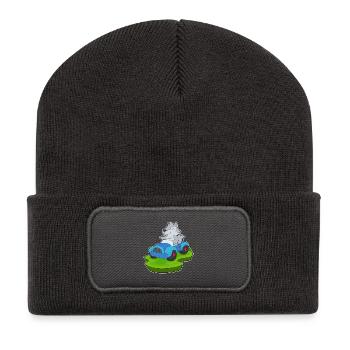 Wolf Auto - Recycelte Patch Beanie - Dunkelgrau - Vorne