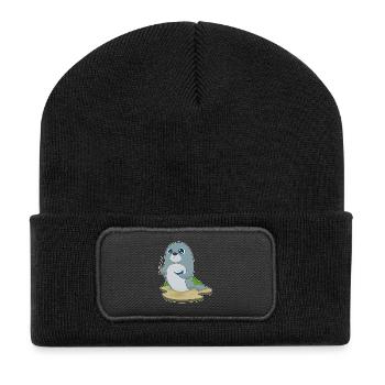 Seal Teacher Book School - Recycled Patch Beanie - black - Front