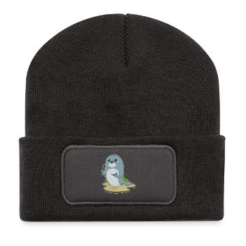 École de lecture Seal Teacher - Beanie recyclé à patch - charbon - Devant