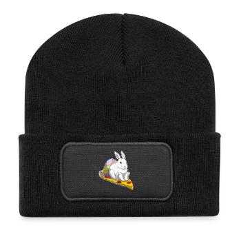 Bunny Easter Pizza - Recycled Patch Beanie - black - Front