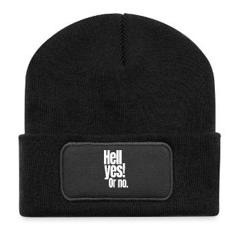 Hell Yes Or No Hustle Training Fitness Nein Sagen - Recycelte Patch Beanie - Schwarz - Vorne