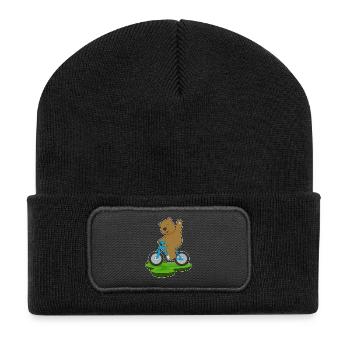 Bär Fahrrad - Recycelte Patch Beanie - Schwarz - Vorne