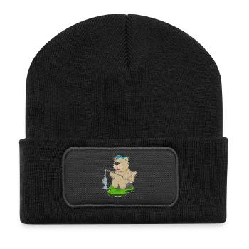 Dog Angler Fish Fishing - Recycled Patch Beanie - black - Front