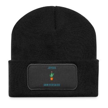 HAPPY BIRTHDAY. HAPPY BIRTHDAY. ANNIVERSARY. - Recycled Patch Beanie - black - Front