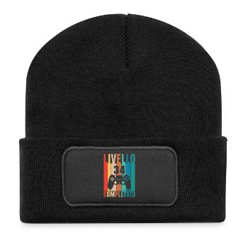 Stufe 34 - Recycelte Patch Beanie - Schwarz - Vorne