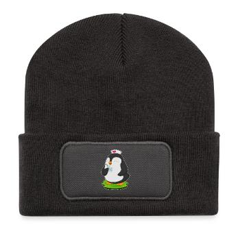 Pinguin Krankenschwester Pflegealltag - Recycelte Patch Beanie - Dunkelgrau - Vorne