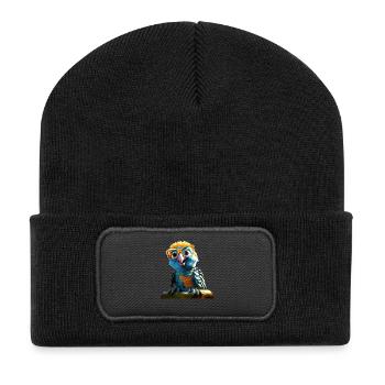 Papagei Ara Sittich Kakadu Parrot Süße Papageien - Recycelte Patch Beanie - Schwarz - Vorne
