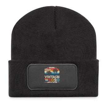 2020 Original 2020 Vintage Vintage Retro Jahrestag - Recycelte Patch Beanie - Dunkelgrau - Vorne