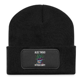Aloe There I'm Vera Happy Garden Gardener Gift - Recycled Patch Beanie - black - Front