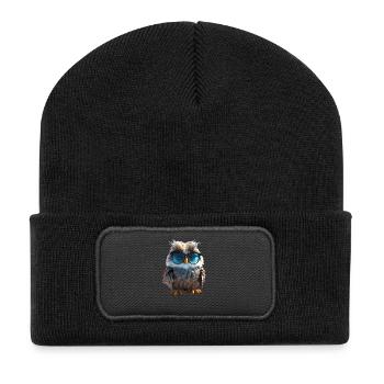 Owl Barn Owl Gift Kauz Uhu Owl Sweet Owls - Recycled Patch Beanie - black - Front