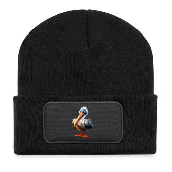 Pelikan Wasservogel Pelican Geschenk Süße Pelikane - Recycelte Patch Beanie - Schwarz - Vorne