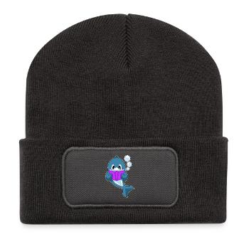 Dolphin Nerd Book - Recycled Patch Beanie - dark grey - Front
