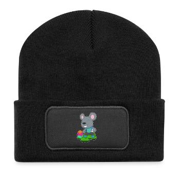 Mouse Easter Easter Egg - Recycled Patch Beanie - black - Front