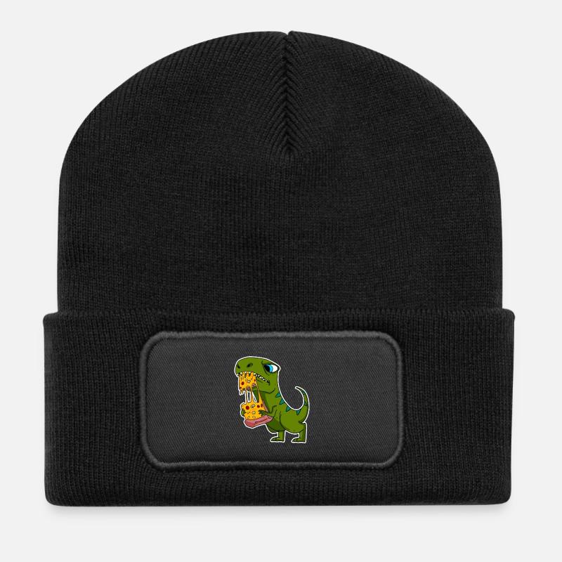 Pizza dinosaure à motif Dino Delicious - Beanie recyclé à patch - noir