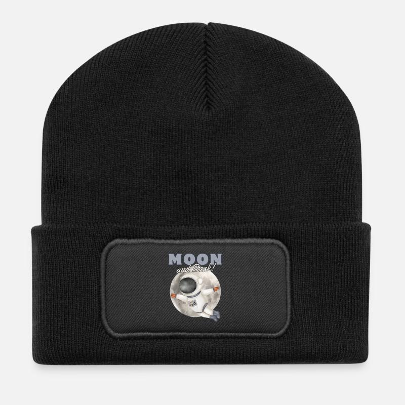 Mondflug Cartoon Astronaut - Recycelte Patch Beanie - Schwarz