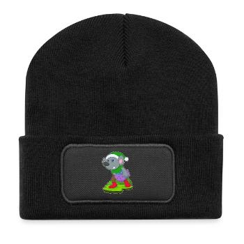 Maus Weihnachten Paket - Recycelte Patch Beanie - Schwarz - Vorne