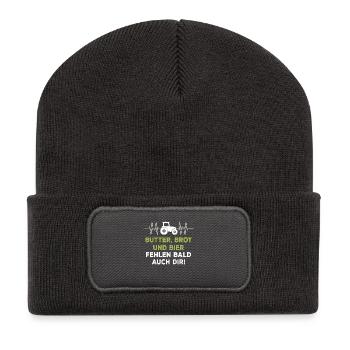 Le beurre, le pain et la bière vous manqueront bientôt aussi - Beanie recyclé à patch - charbon - Devant