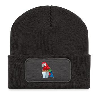 Papagei Erdnuss - Recycelte Patch Beanie - Dunkelgrau - Vorne