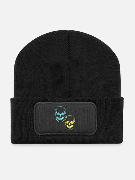 Schädel Totenköpfe Horror Fantasy Halloween Tod - Recycelte Patch Beanie - Schwarz