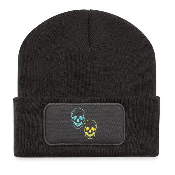 Schädel Totenköpfe Horror Fantasy Halloween Tod - Recycelte Patch Beanie - Dunkelgrau - Vorne