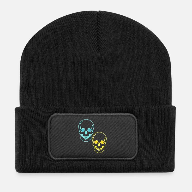 Schädel Totenköpfe Horror Fantasy Halloween Tod - Recycelte Patch Beanie - Schwarz