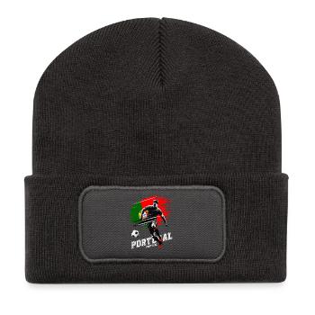 Football Portugal Flag Joueur Drapeau Grunge - Beanie recyclé à patch - charbon - Devant